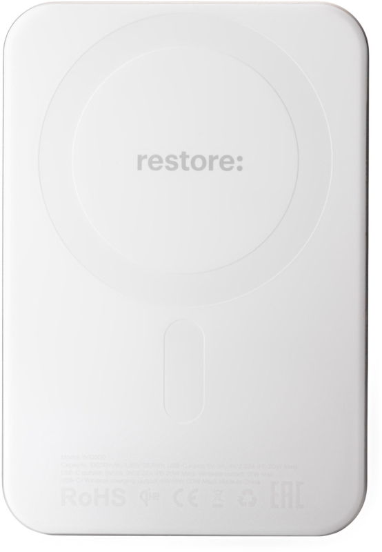 Внешний аккумулятор restore: Magnetic, 10000mAh, белый