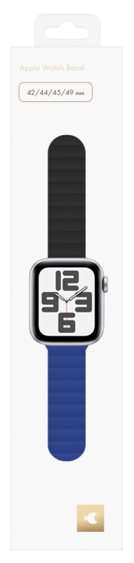 Ремешок moonfish для Apple Watch 42/44/45/46/49 мм, силикон, темно-синий/черный Фото-4