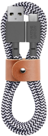 Кабель Native Union Belt USB-A/USB-C (1,2 м), нейлон, зебра