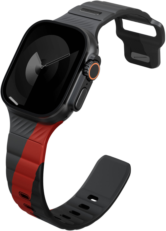 Ремешок Uniq Stride Rubber для Apple Watch 49/46/45/44 мм, силикон, черно-красный