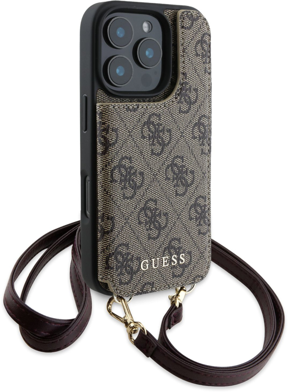 Чехол Guess Crossbody MagSafe для iPhone 16 Pro Max, коричневый