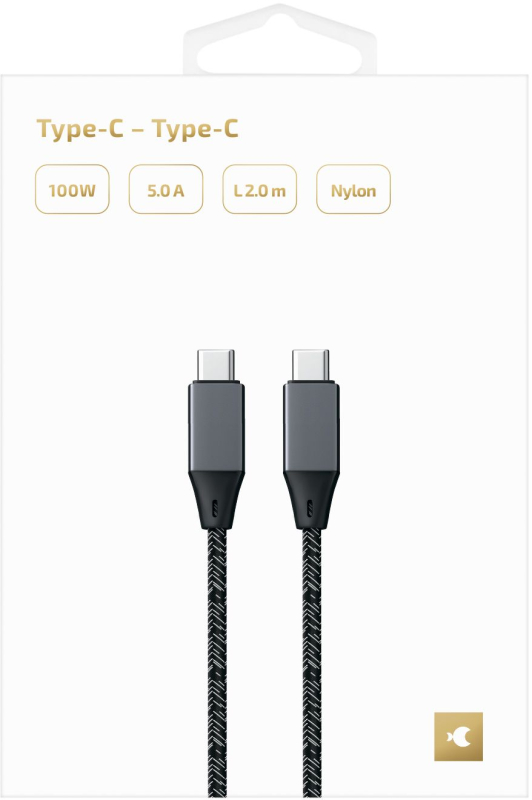 Кабель moonfish USB-C - USB-C, 100 Вт, нейлон, черный Фото-4