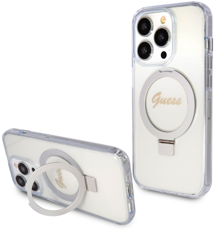 Чехол Guess Script Ring для iPhone 15 Pro MagSafe, прозрачный Фото-3