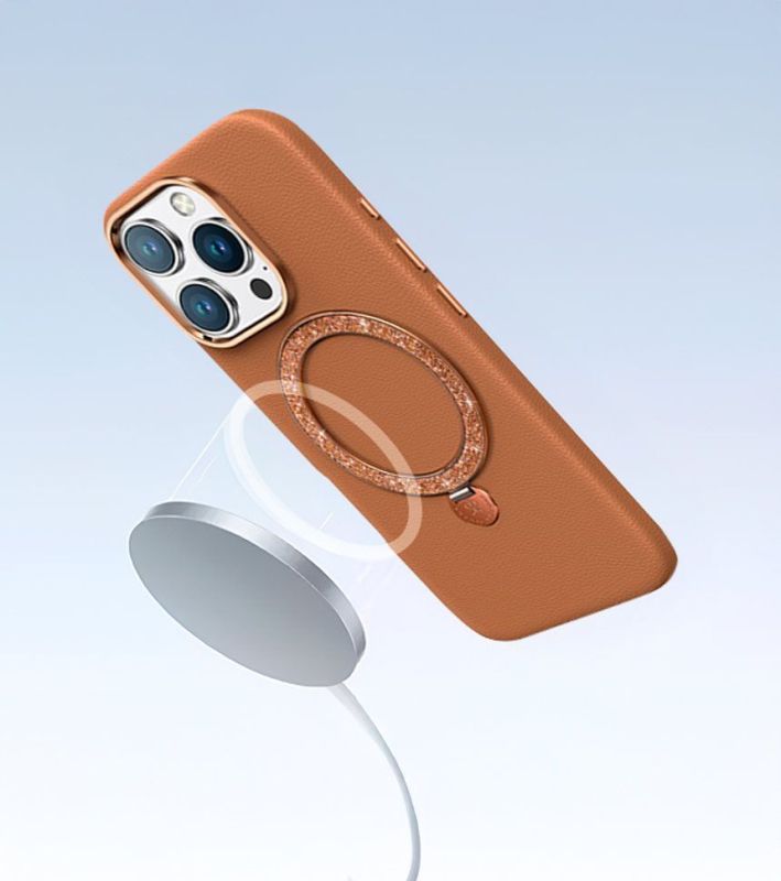 Чехол PYNANA Dancing Circle Series MagSafe для iPhone 16 Pro, коричневый Фото-3