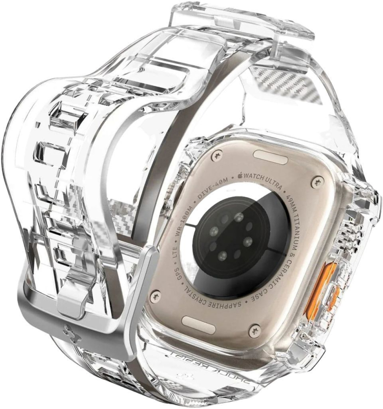 Ремешок Spigen Rugged Armor Pro Crystal Clear для Apple Watch Ultra, 49 мм, прозрачный Фото-3