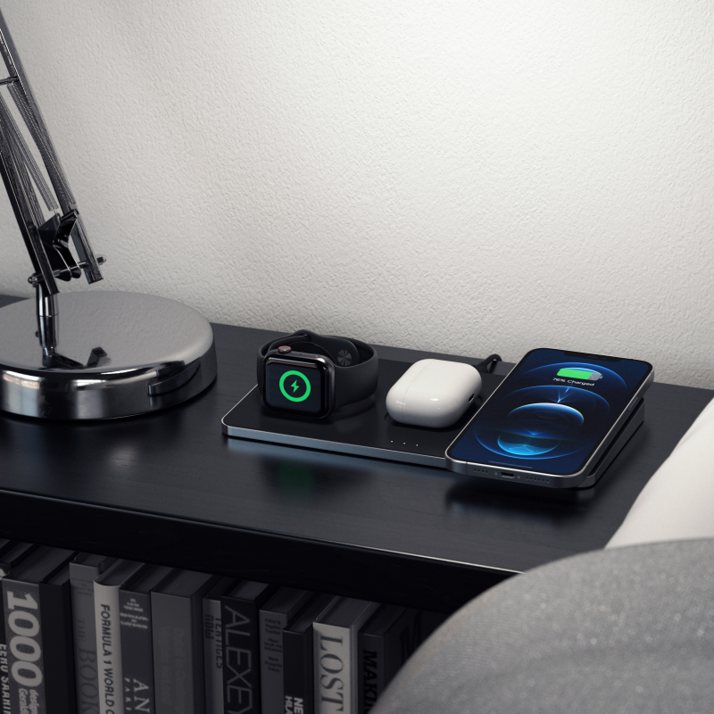 Беспроводное зарядное устройство Satechi Trio Wireless Charging Pad (Apple Watch, AirPods, iPhone), серый космос Фото-10