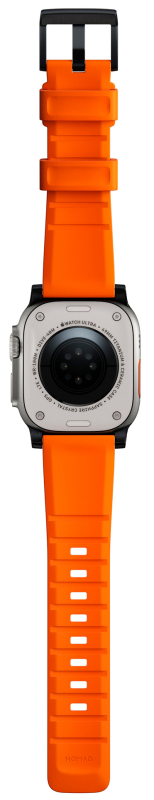 Ремешок Nomad Rugged Band для Apple 42/44/45/49 мм, каучук, черный+оранжевый Фото-9