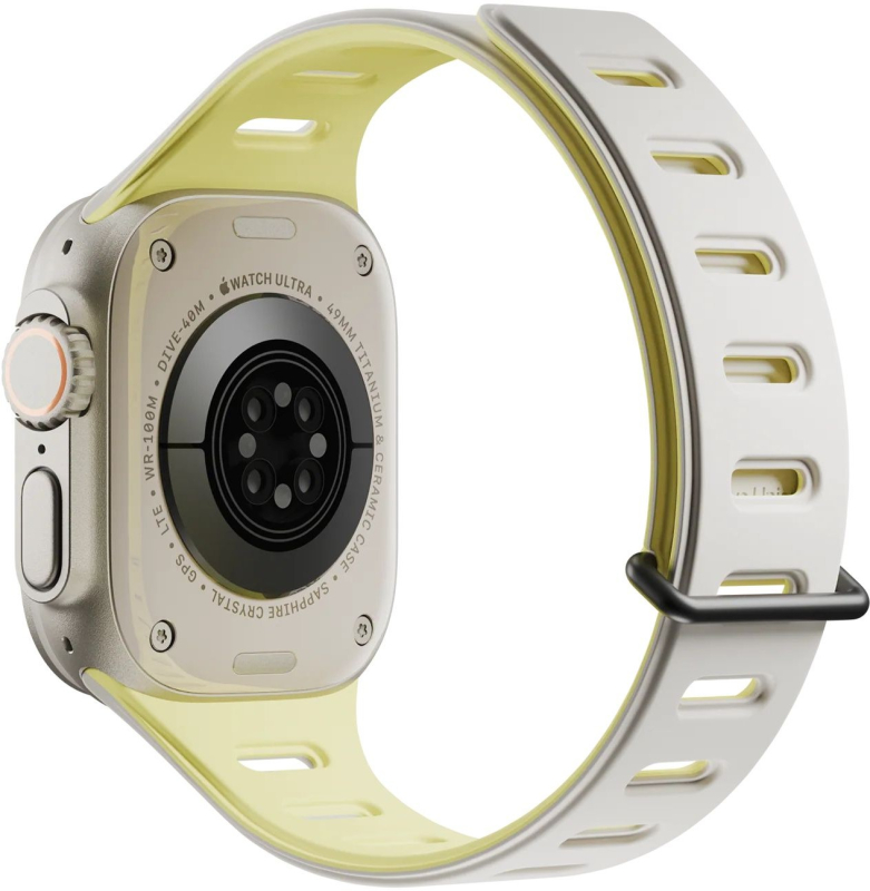 Ремешок Native Union Active Strap для Apple Watch 42/44/45/49 мм, L, силикон, лимонный+серый Фото-4