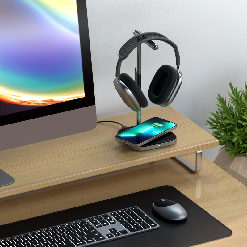 Подставка Satechi Headphone Stand 2 in 1 + БЗУ, серый космос Фото-6