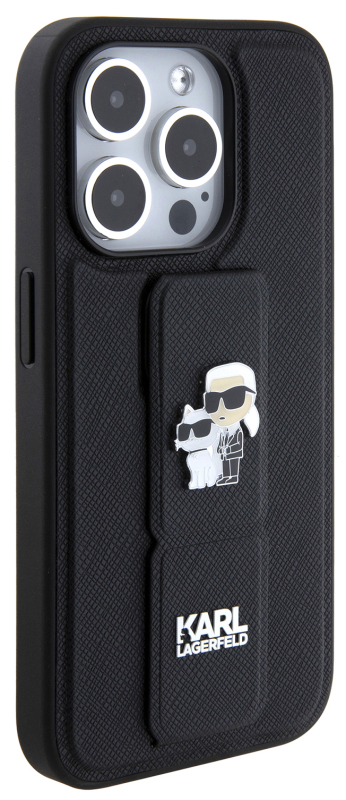 Чехол Karl Lagerfeld Saffiano GripStand & Choupette для iPhone 15 Pro, черный Фото-3