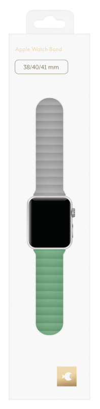 Ремешок moonfish для Apple Watch 38/40/41/42 мм, силикон, зеленый/светло-серый Фото-4