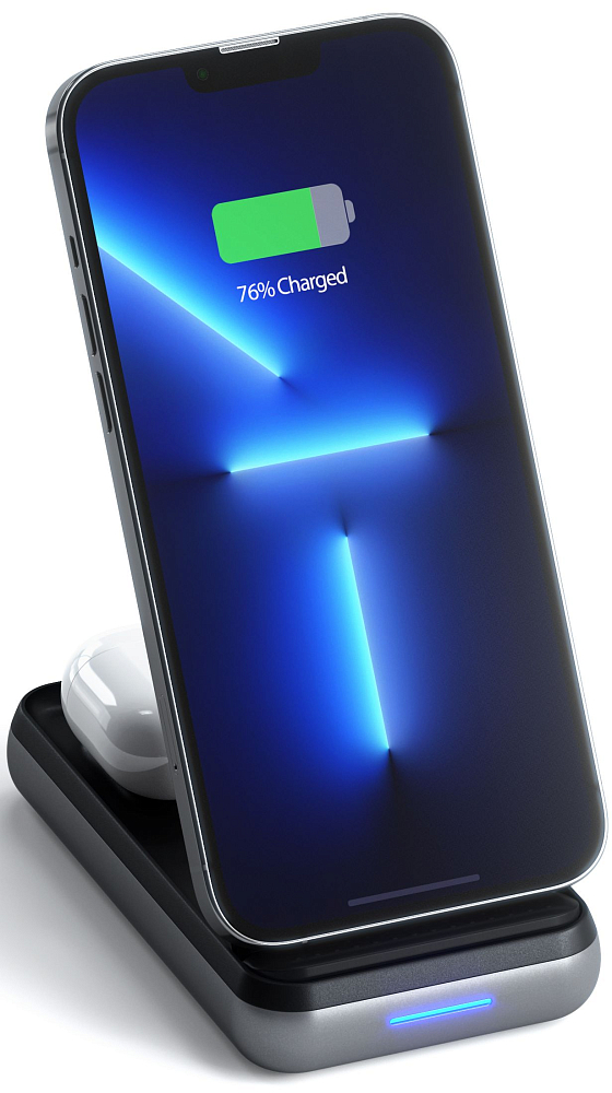 

Satechi Беспроводное зарядное устройство Wireless Charging Stand 2 в 1, серый космос