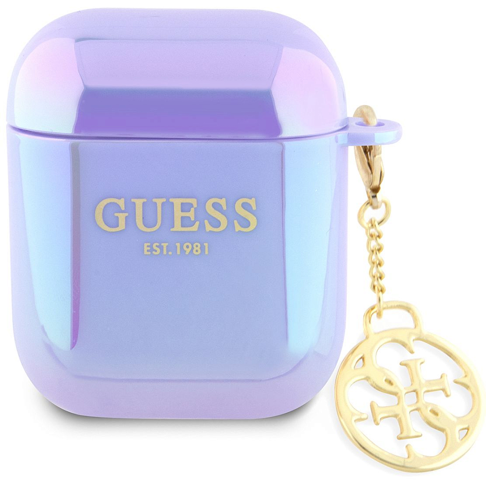 

Чехол Guess Iridescent Charm для Airpods 1/2, пурпурный, Чехол Iridescent Charm для Airpods 1/2, пурпурный