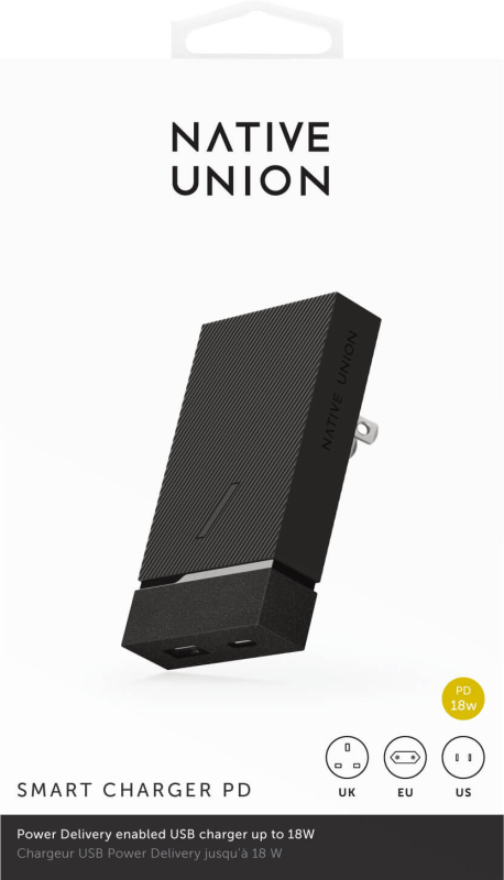Сетевое зарядное устройство Native Union 20Вт, USB-A + USB-C, PD, черный Фото-4
