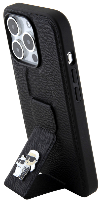 Чехол Karl Lagerfeld Saffiano GripStand & Choupette для iPhone 15 Pro, черный Фото-4