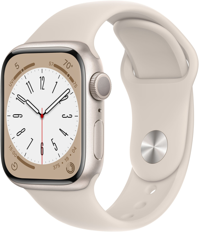 Купить Apple Watch Series 8, 41 мм, корпус из алюминия цвета «сияющая ...