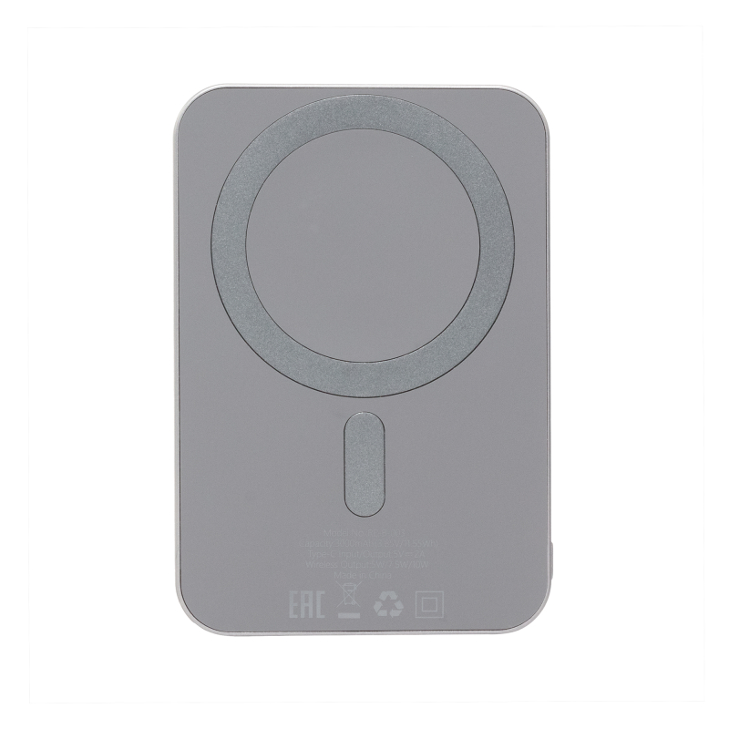 Магнитный беспроводной внешний АКБ restore: hello, world! Magsafe, 10W, 3000 mAh, темно-серый Фото-2