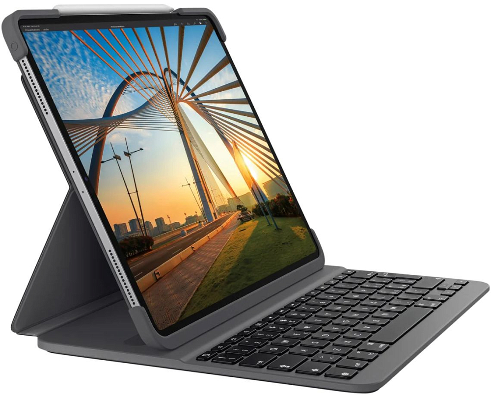 

Клавиатура Logitech Slim Folio Pro для iPad Pro 12.9" (2021), темно-серый, Клавиатура Slim Folio Pro для iPad Pro 12.9" (2021), темно-серый