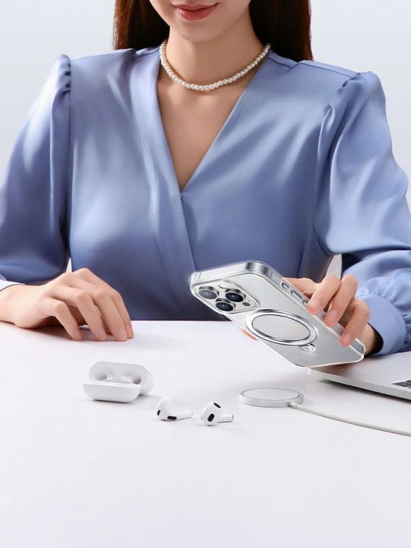 Чехол PYNANA Dancing Streamer Series MagSafe для iPhone 16 Pro Max, перламутровый Фото-4