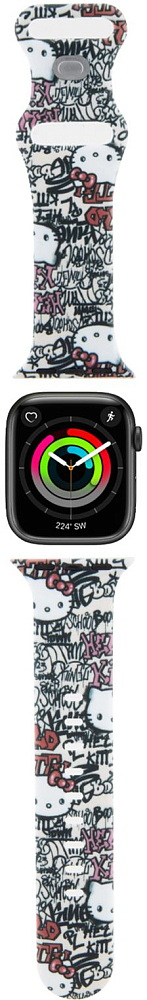 

Hello Kitty Ремешок Graffiti для Apple Watch 38/41 мм, силикон, бежевый