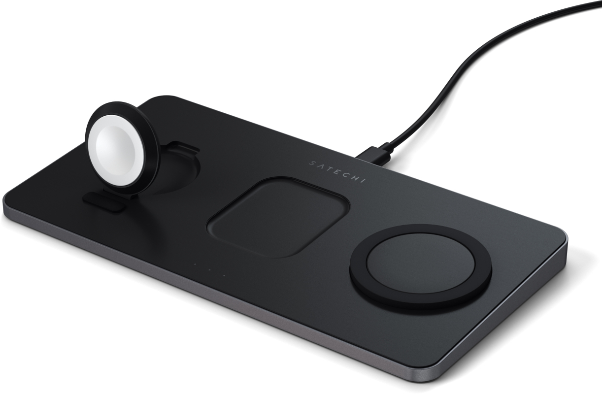 Беспроводное зарядное устройство Satechi Trio Wireless Charging Pad (Apple Watch, AirPods, iPhone), серый космос Фото-3