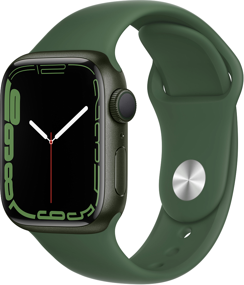 

Apple Watch Series 7, 41 мм, корпус из алюминия зеленого цвета, спортивный ремешок «зелёный клевер», Зеленый