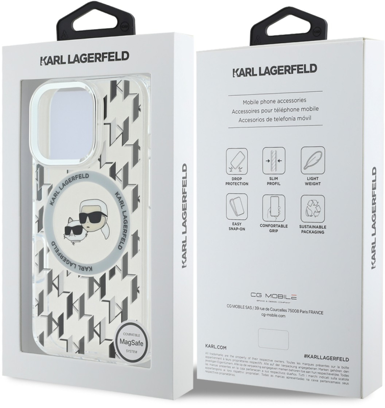 Чехол Karl Lagerfeld Monogram NFT & Choupette MagSafe для iPhone 16 Pro, прозрачный Фото-5