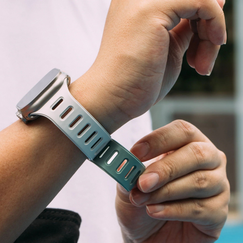 Ремешок Native Union Active Strap для Apple Watch 42/44/45/49 мм, L, силикон, зеленый+серый Фото-11