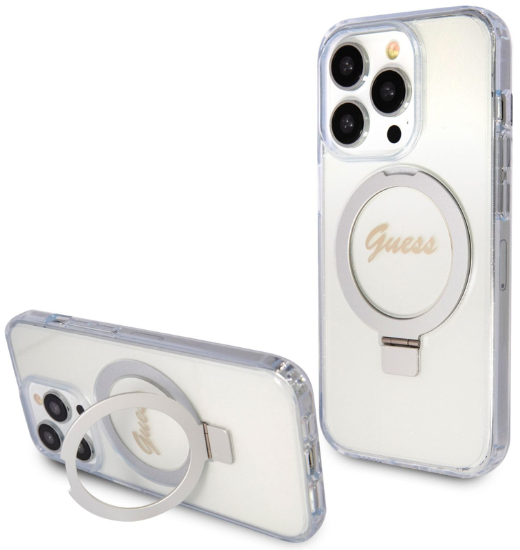 Чехол Guess Script Ring для iPhone 15 Pro Max MagSafe, прозрачный Фото-3