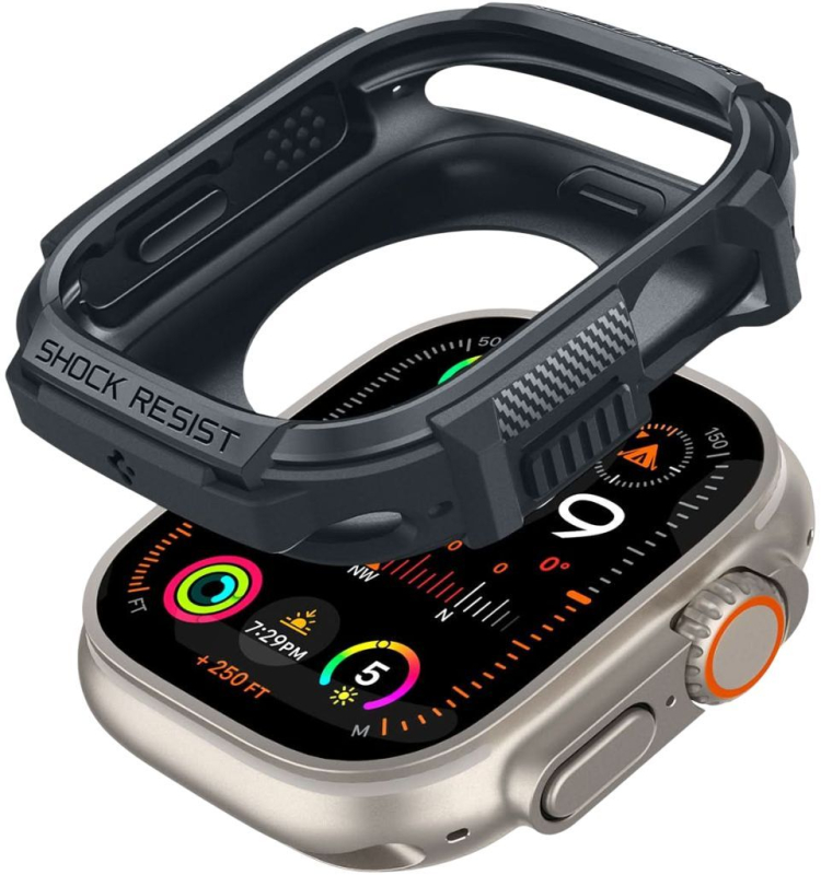Чехол Spigen Rugged Armor Dark Grey для Apple Watch Ultra, 49 мм, темно-серый Фото-5