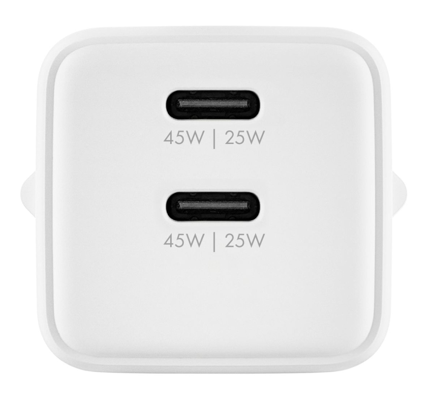 Сетевое зарядное устройство moonfish 2 USB-C, GaN, PD, 45 Вт, белый Фото-3
