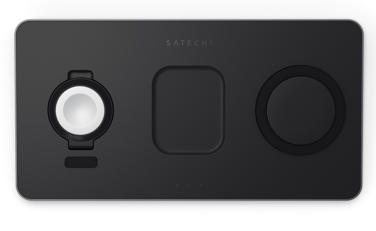 Беспроводное зарядное устройство Satechi Trio Wireless Charging Pad (Apple Watch, AirPods, iPhone), серый космос Фото-5