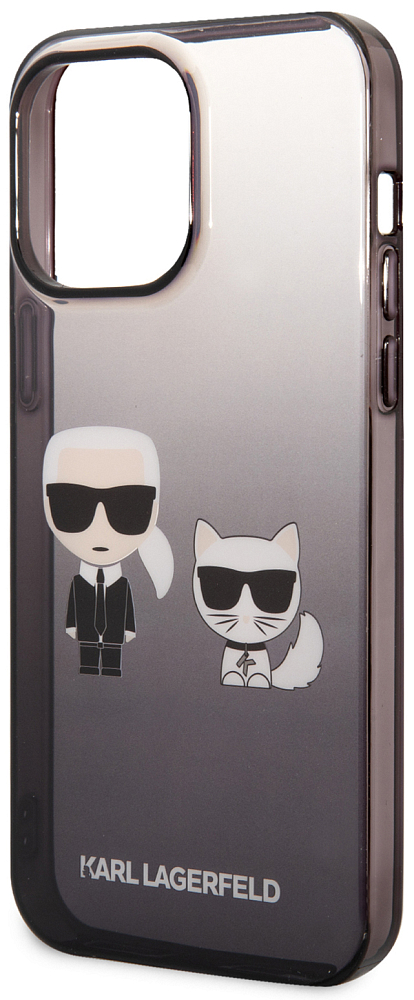 

Karl Lagerfeld Чехол & Choupette для iPhone 14 Pro Max, черный градиент