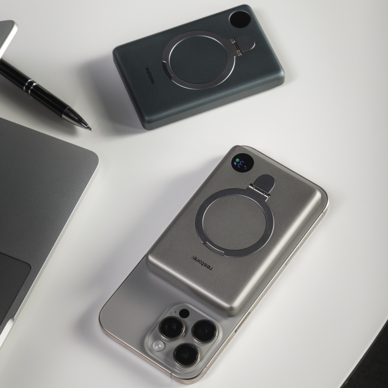 Внешний аккумулятор restore: hello, world! Magsafe, 10000 mAh, титановый Фото-8