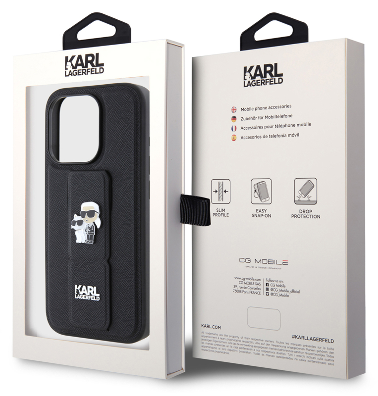 Чехол Karl Lagerfeld Saffiano GripStand & Choupette для iPhone 15 Pro, черный Фото-6