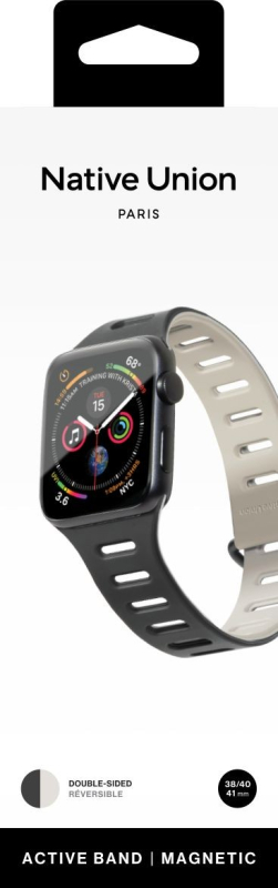 Ремешок Native Union Active Strap для Apple Watch 38/40/41 мм, S, силикон, серый+черный Фото-7