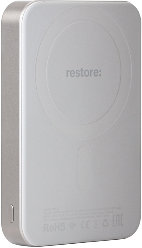 Внешний аккумулятор restore: Magnetic, 10000mAh, титановый Фото-2