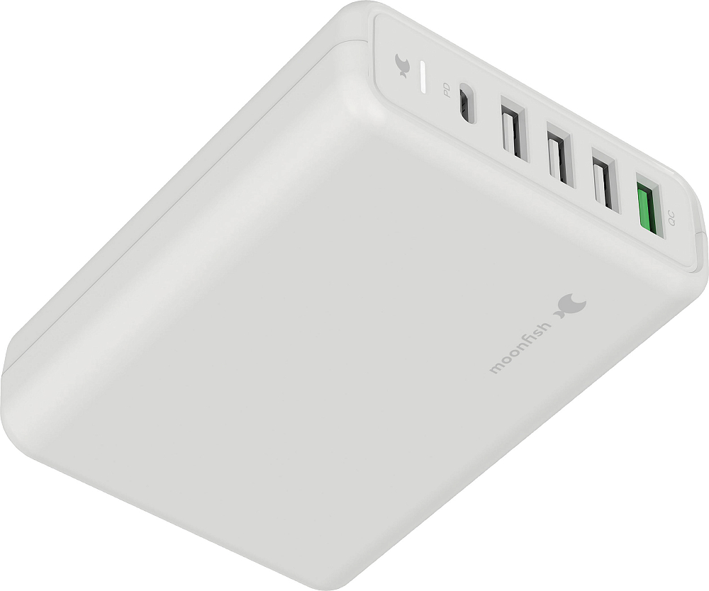 

moonfish Сетевое зарядное устройство USB-C + 3хUSB-A, PD, 75Вт, белый