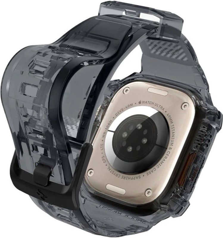Ремешок Spigen Rugged Armor Pro для Apple Watch Ultra, 49 мм, темно-прозрачный Фото-3