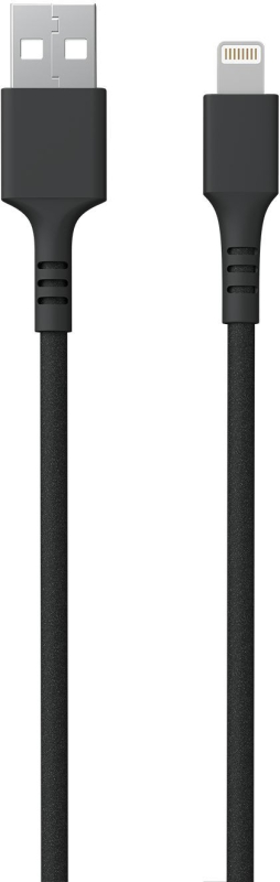 Кабель moonfish USB-A - Lightning, 1м, 2.4A, вспененный силикон, черный