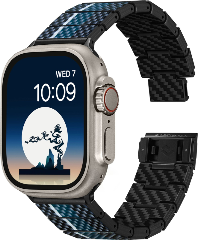 Ремешок Pitaka Moon для Apple Watch, 38/49 мм, карбон, синий Фото-2