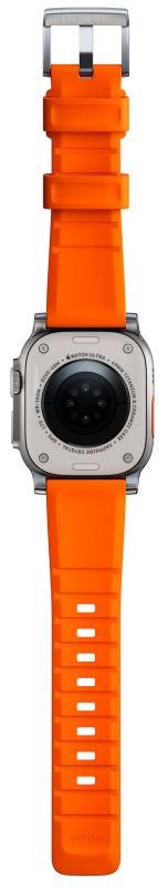 Ремешок Nomad Rugged Band для Apple 42/44/45/49 мм, каучук, cеребристый+оранжевый Фото-9