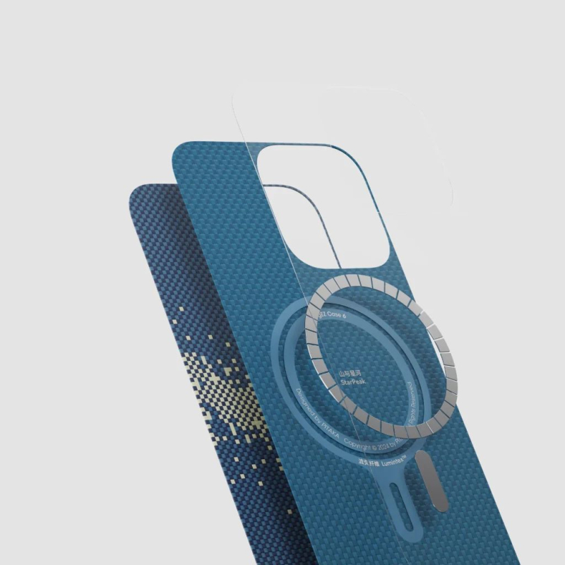 Чехол Pitaka StarPeak Luminous для iPhone 16 Pro Max, кевлар, синий Фото-3