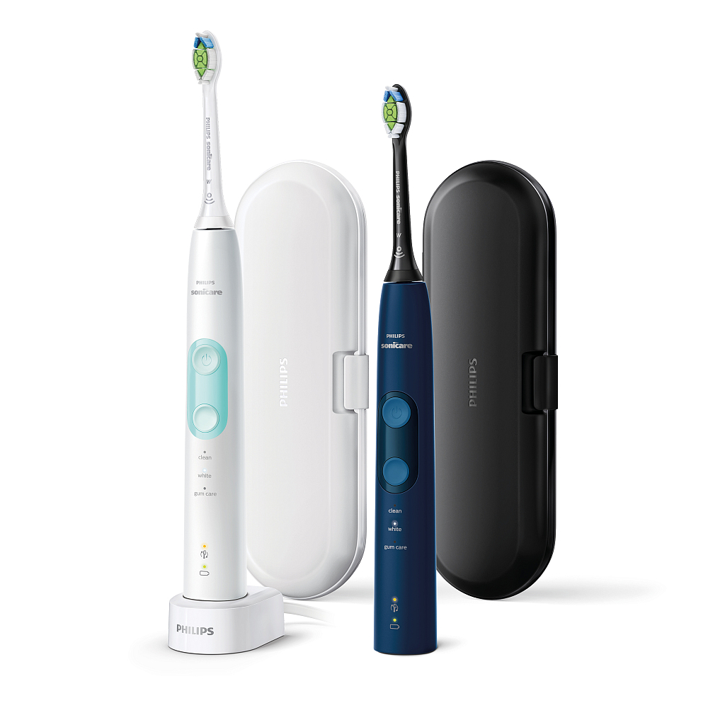 

Philips Набор электрических зубных щеток Sonicare ProtectiveClean 5100, 2 шт, белый+синий