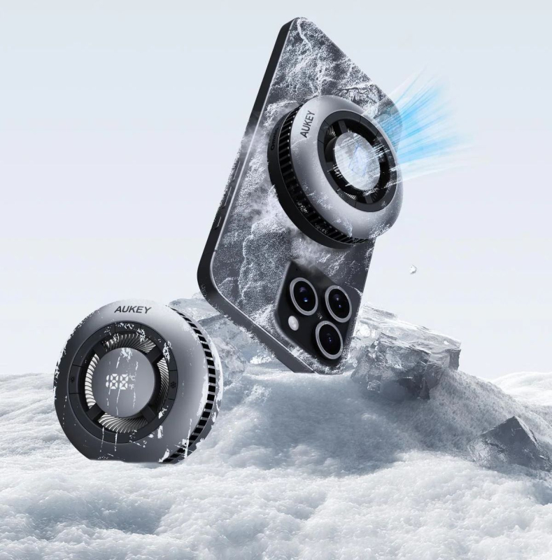 Беспроводное зарядное устройство Aukey Magnetic Cooler Qi2, MagSafe, 15 Вт, серый Фото-3