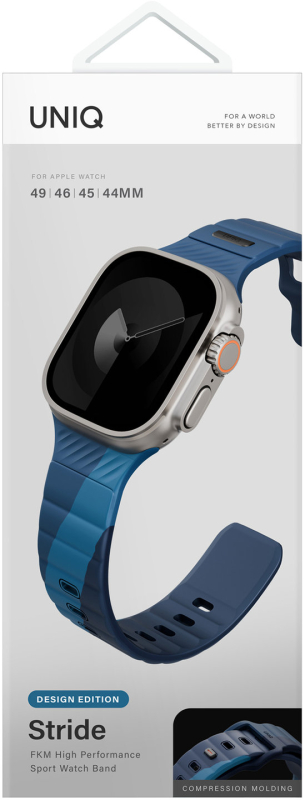 Ремешок Uniq Stride Rubber для Apple Watch 49/46/45/44 мм, силикон, серо-синий Фото-5