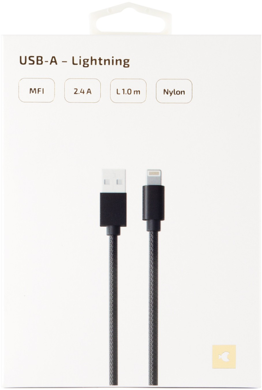 Кабель moonfish USB‑A - Lightning 1 м, нейлон, черный Фото-3