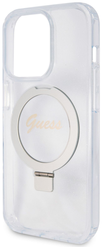 Чехол Guess Script Ring для iPhone 15 Pro Max MagSafe, прозрачный