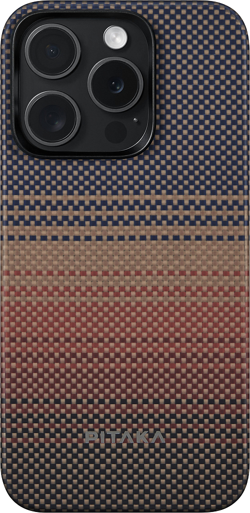 

Чехол Pitaka Fusion Weaving MagEZ Case 5 для iPhone 15 Pro, кевлар, синий/коричневый, Чехол Fusion Weaving MagEZ Case 5 для iPhone 15 Pro, кевлар, синий/коричневый