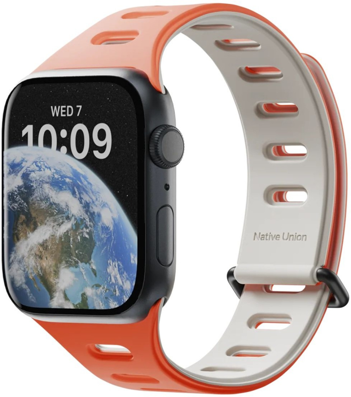 Ремешок Native Union Active Strap для Apple Watch 38/40/41 мм, S, силикон, оранжевый+серый
